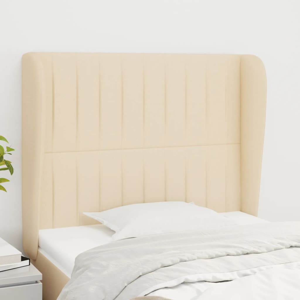 vidaXL Wingback Headboard Cream 93x23x118/128 cm Fabric