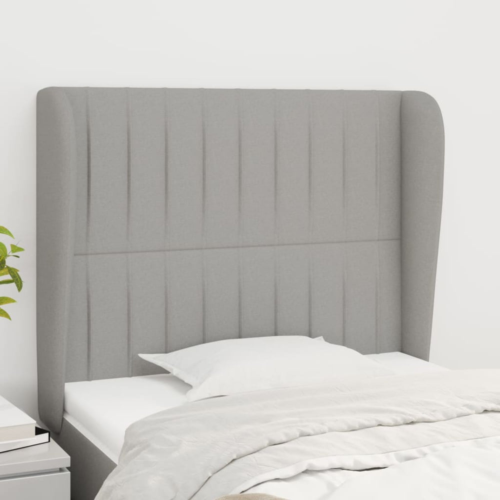 vidaXL Wingback Headboard Light Grey 103x23x118/128 cm Fabric