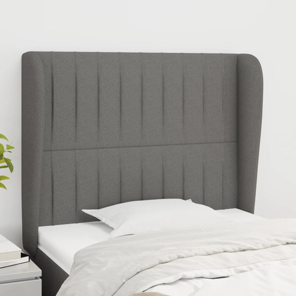 vidaXL Wingback Headboard Dark Grey 103x23x118/128 cm Fabric