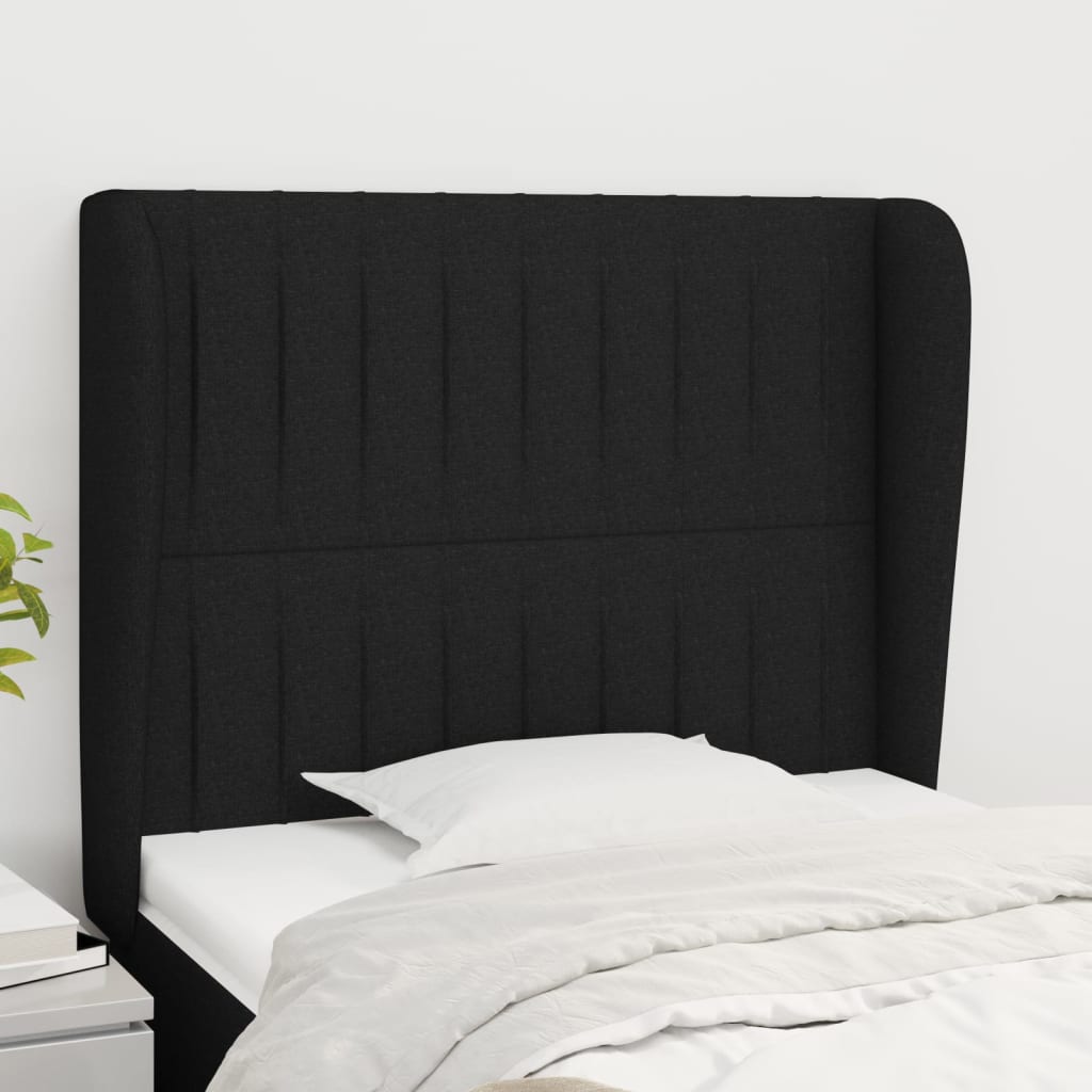 vidaXL Wingback Headboard Black 103x23x118/128 cm Fabric