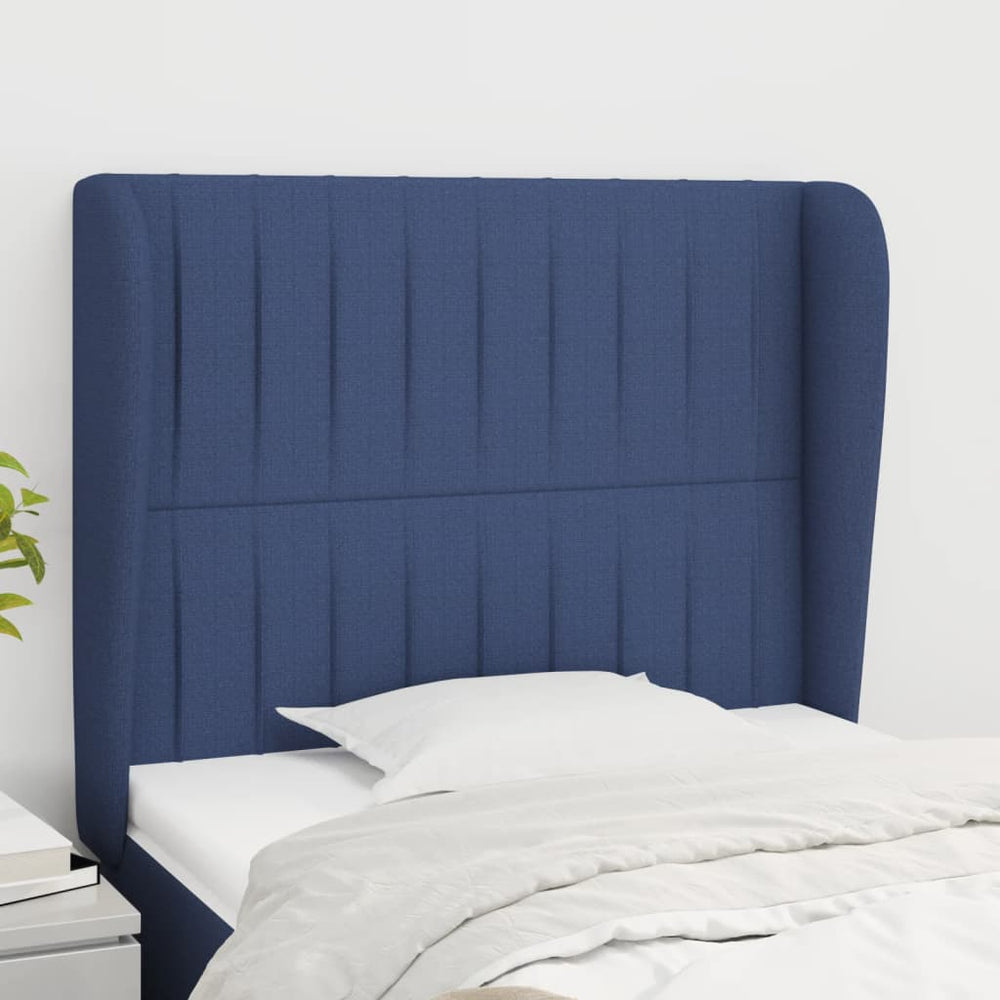 vidaXL Wingback Headboard Blue 103x23x118/128 cm Fabric