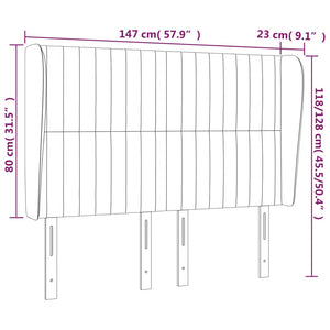 vidaXL Wingback Headboard Light Grey 147x23x118/128 cm Fabric