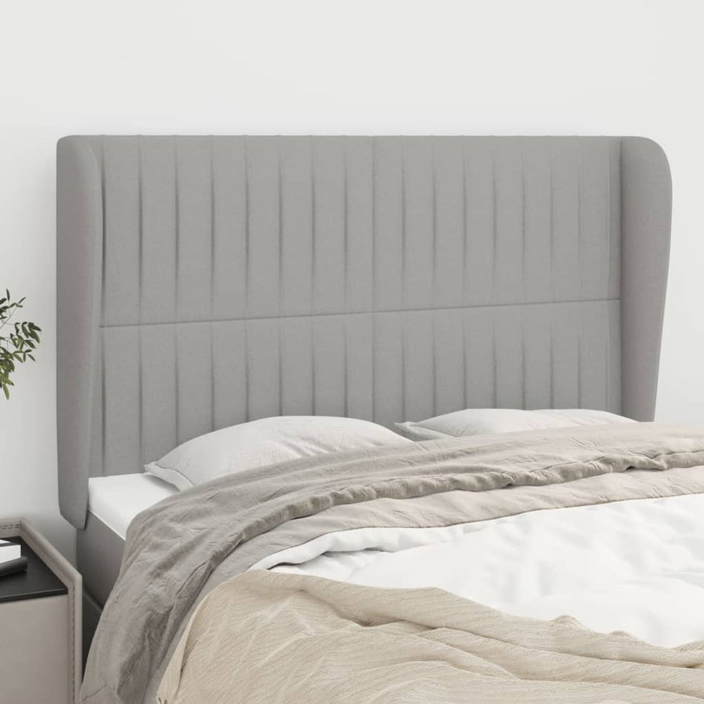 vidaXL Wingback Headboard Light Grey 147x23x118/128 cm Fabric