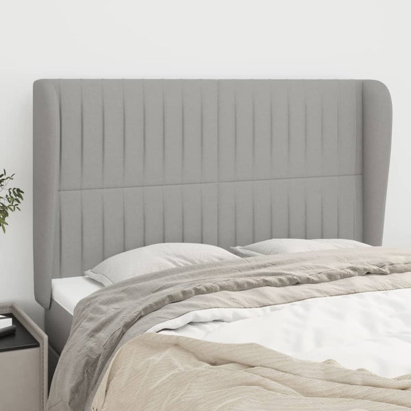 vidaXL Wingback Headboard Light Grey 147x23x118/128 cm Fabric
