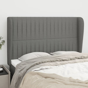 vidaXL Wingback Headboard Dark Grey 147x23x118/128 cm Fabric