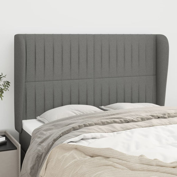 vidaXL Wingback Headboard Dark Grey 147x23x118/128 cm Fabric