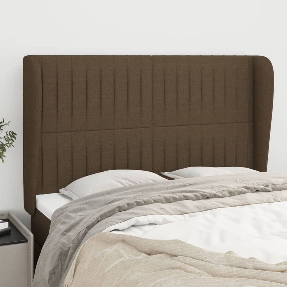 vidaXL Wingback Headboard Dark Brown 147x23x118/128 cm Fabric