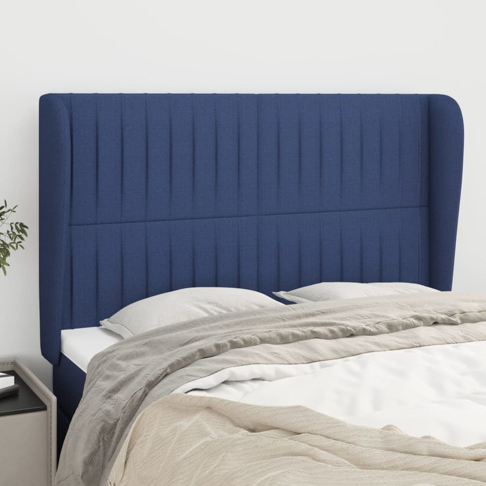 vidaXL Wingback Headboard Blue 147x23x118/128 cm Fabric