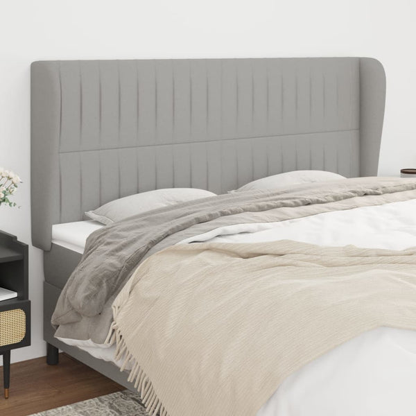 vidaXL Wingback Headboard Light Grey 163x23x118/128 cm Fabric