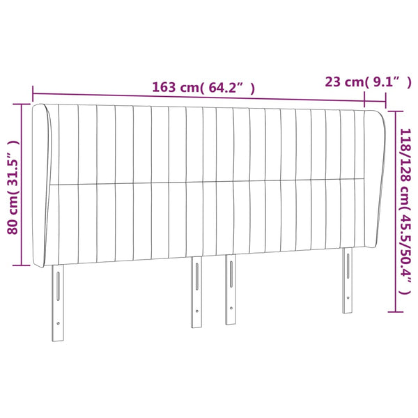 vidaXL Wingback Headboard Dark Grey 163x23x118/128 cm Fabric