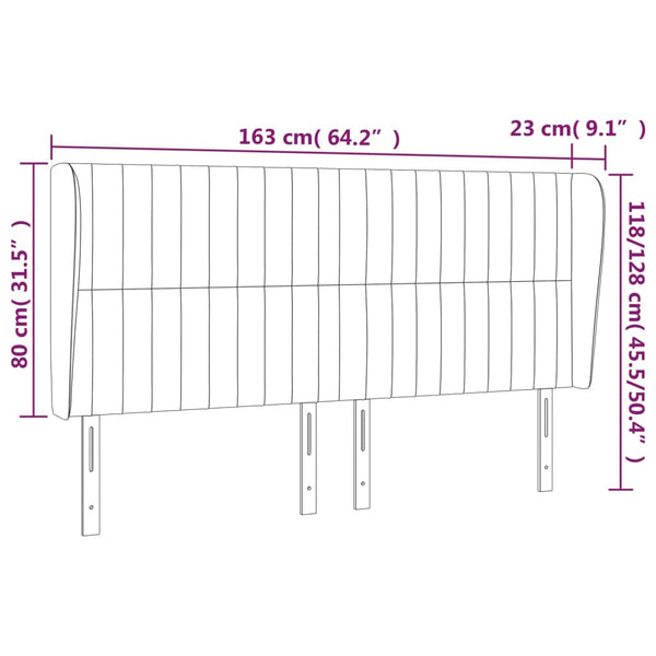 vidaXL Wingback Headboard Taupe 163x23x118/128 cm Fabric
