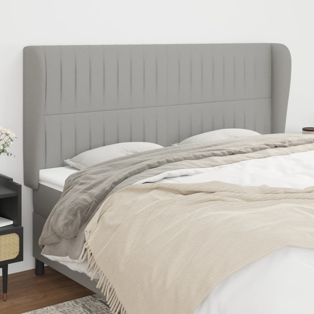 vidaXL Wingback Headboard Light Grey 183x23x118/128 cm Fabric