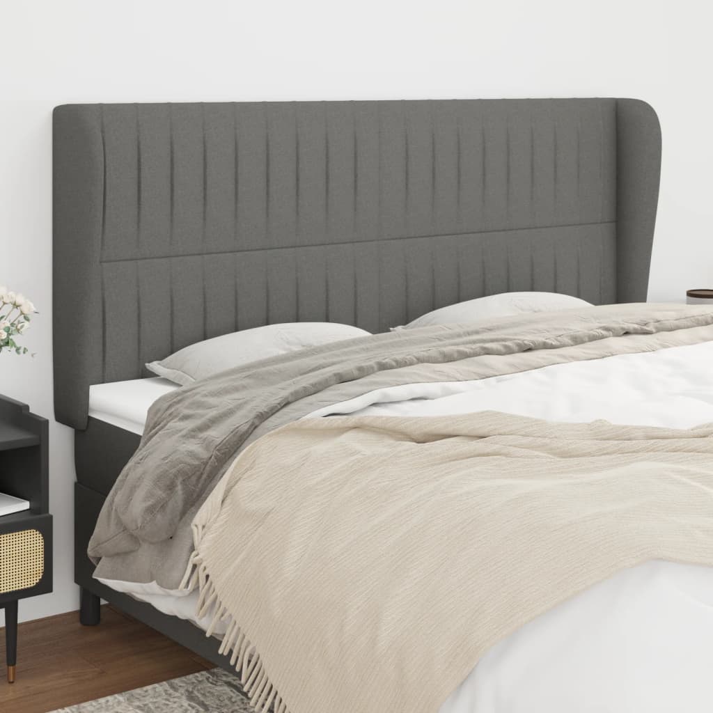 vidaXL Wingback Headboard Dark Grey 183x23x118/128 cm Fabric