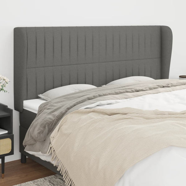vidaXL Wingback Headboard Dark Grey 183x23x118/128 cm Fabric
