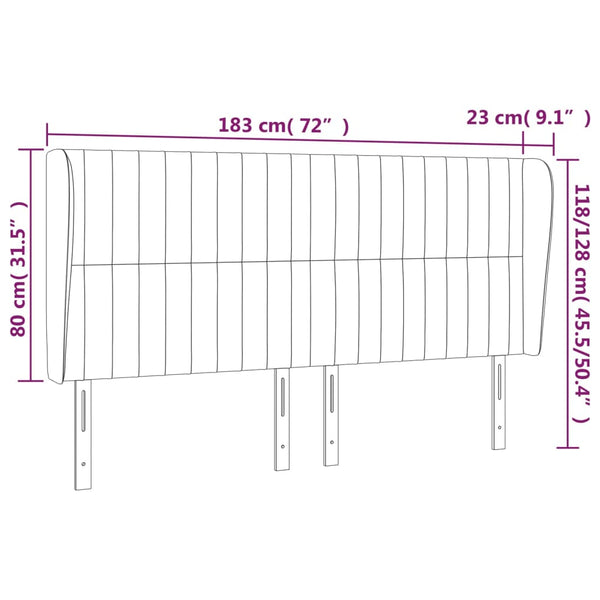 vidaXL Wingback Headboard Dark Brown 183x23x118/128 cm Fabric