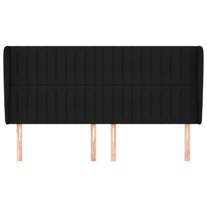 vidaXL Headboard with Wings Black 203x23x118/128 cm Fabric