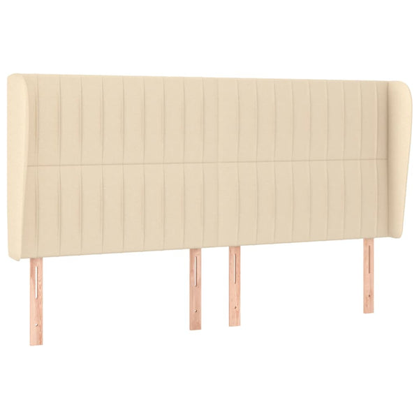 vidaXL Tufted Headboard Cream 203x23x118/128 cm Fabric
