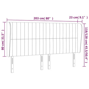 vidaXL Tufted Headboard Cream 203x23x118/128 cm Fabric
