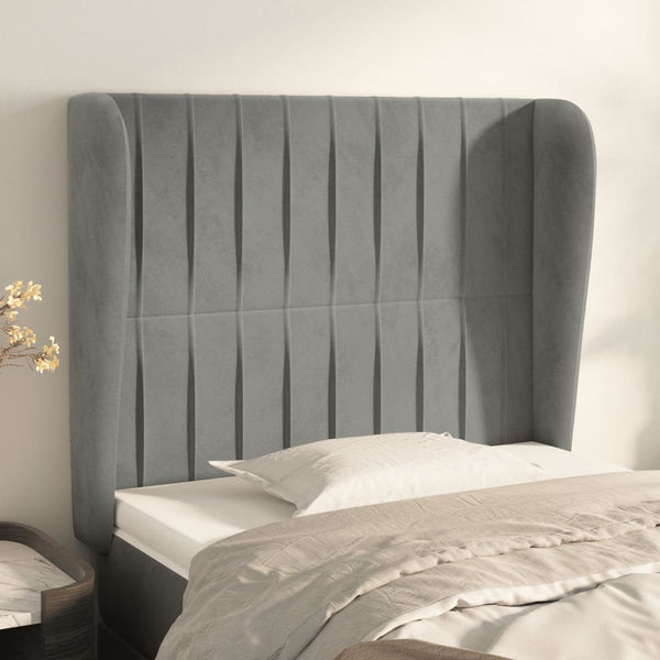 vidaXL Wingback Headboard Light Grey 83x23x118/128 cm Velvet