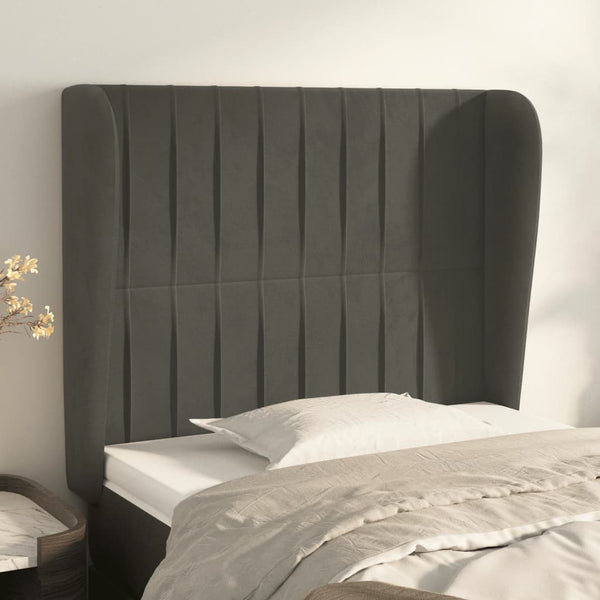 vidaXL Wingback Headboard Dark Grey 83x23x118/128 cm Velvet