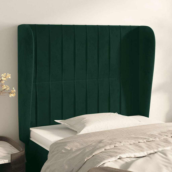 vidaXL Tufted Headboard with Wings Dark Green 83x23x118/128 cm Velvet