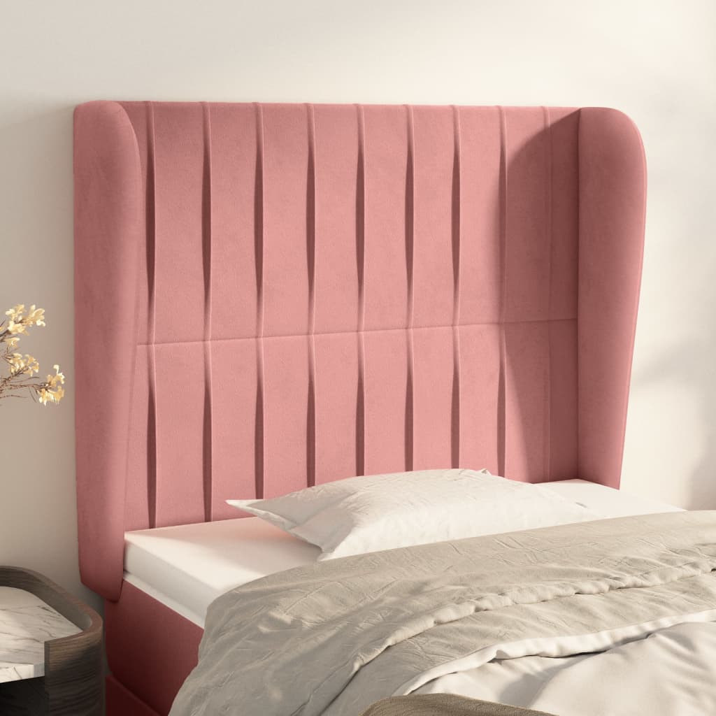 vidaXL Wingback Headboard Pink 83x23x118/128 cm Velvet