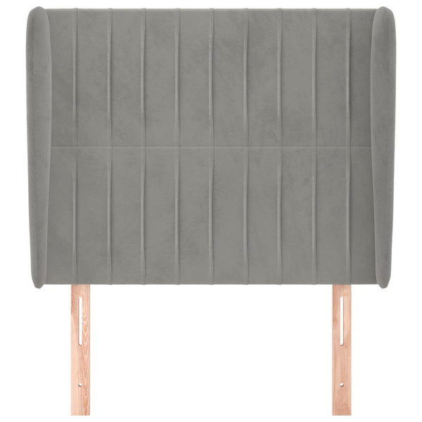 vidaXL Wingback Headboard Light Gray 93x23x118/128 cm Velvet