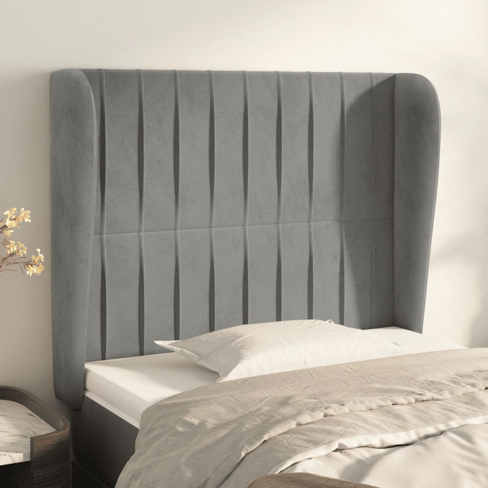 vidaXL Wingback Headboard Light Gray 93x23x118/128 cm Velvet