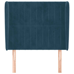 Kopfteil mit Ohren Dunkelblau 93x23x118/128 cm Samt
