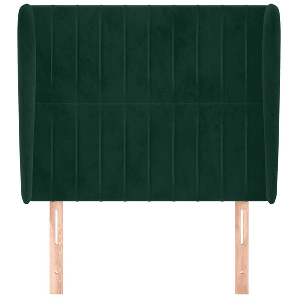 Kopfteil mit Ohren Dunkelgrün 103x23x118/128 cm Samt