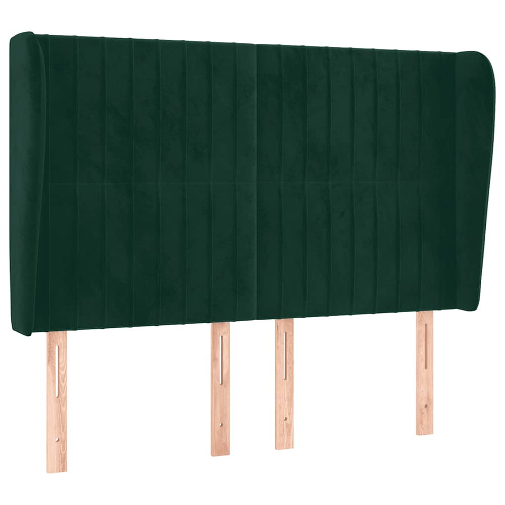 Kopfteil mit Ohren Dunkelgrün 147x23x118/128 cm Samt