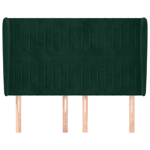 Kopfteil mit Ohren Dunkelgrün 147x23x118/128 cm Samt