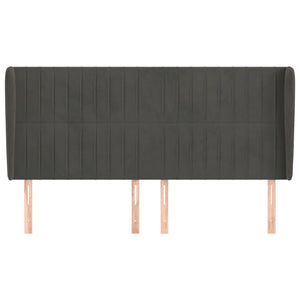 Kopfteil mit Ohren Dunkelgrau 163x23x118/128 cm Samt