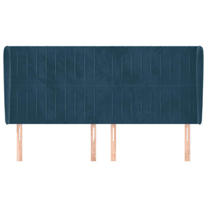 Kopfteil mit Ohren Dunkelblau 183x23x118/128 cm Samt
