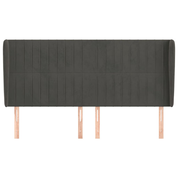 Kopfteil mit Ohren Dunkelgrau 203x23x118/128 cm Samt