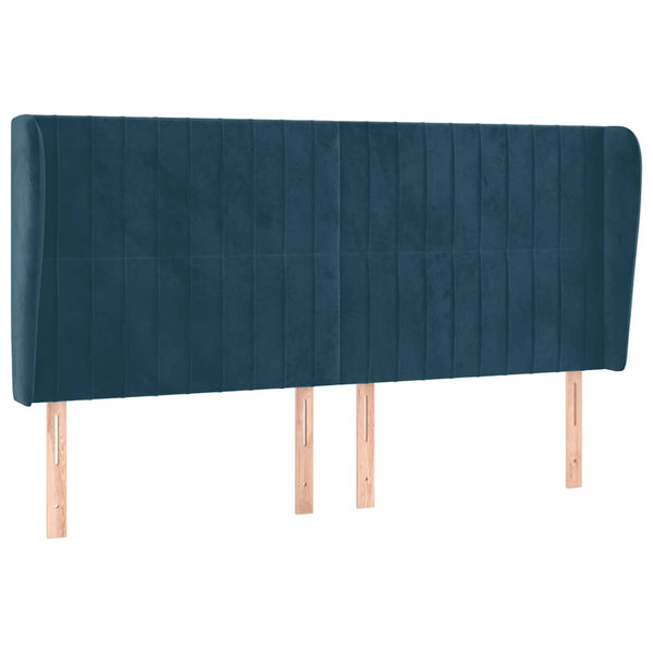 vidaXL Wingback Headboard Dark Blue 203x23x118/128 cm Velvet
