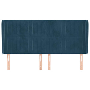 vidaXL Wingback Headboard Dark Blue 203x23x118/128 cm Velvet