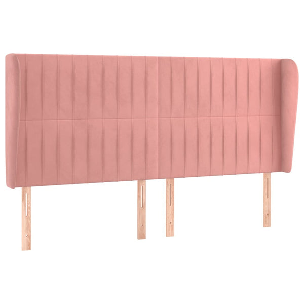 vidaXL Wingback Headboard Pink 203x23x118/128 cm Velvet