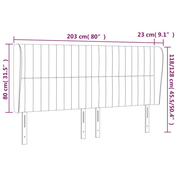 vidaXL Wingback Headboard Pink 203x23x118/128 cm Velvet