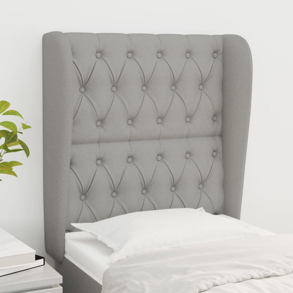vidaXL Wingback Headboard Light Grey 83x23x118/128 cm Fabric