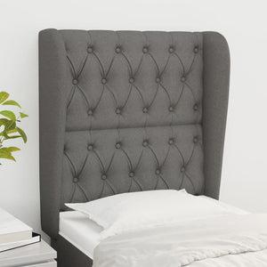 vidaXL Wingback Headboard Dark Grey 83x23x118/128 cm Fabric