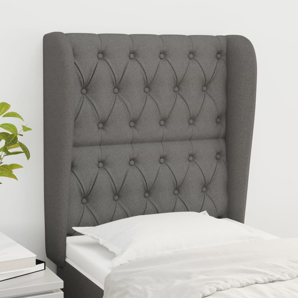 vidaXL Wingback Headboard Dark Grey 83x23x118/128 cm Fabric