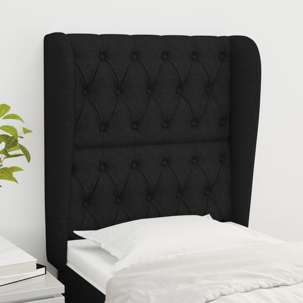 vidaXL Wingback Headboard Black 83x23x118/128 cm Fabric