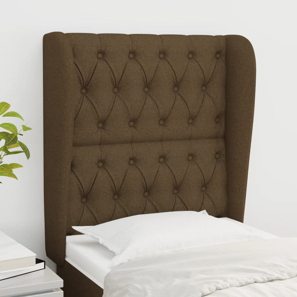 vidaXL Wingback Headboard Dark Brown 83x23x118/128 cm Fabric