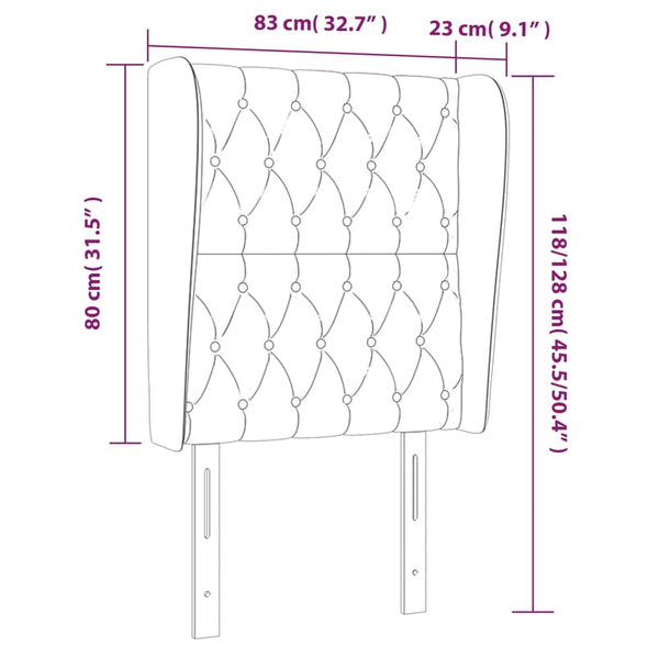 vidaXL Wingback Headboard Cream 83x23x118/128 cm Fabric