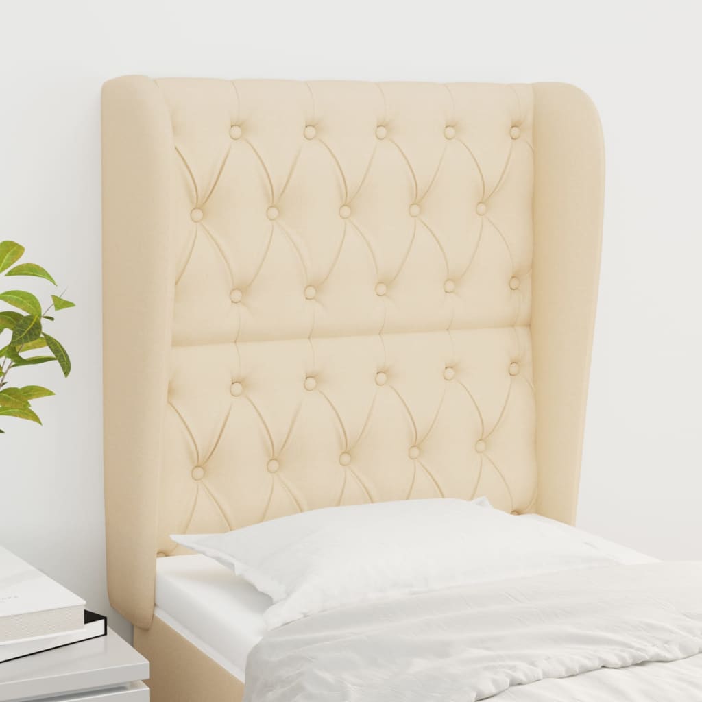 vidaXL Wingback Headboard Cream 83x23x118/128 cm Fabric
