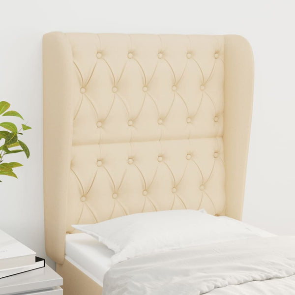 vidaXL Wingback Headboard Cream 83x23x118/128 cm Fabric