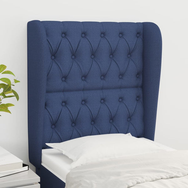 vidaXL Wingback Headboard Blue 83x23x118/128 cm Fabric