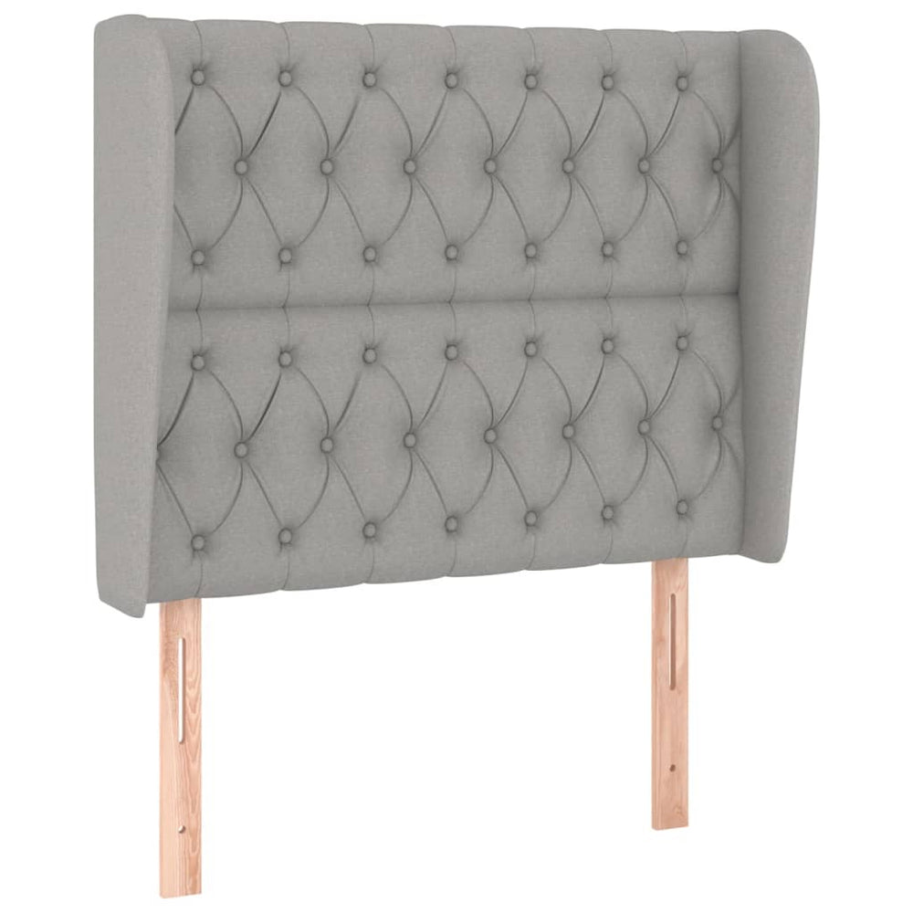 vidaXL Wingback Headboard Light Grey 93x23x118/128 cm Fabric