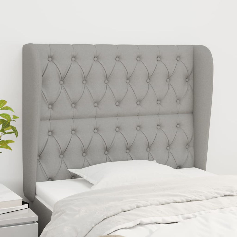 vidaXL Wingback Headboard Light Grey 93x23x118/128 cm Fabric